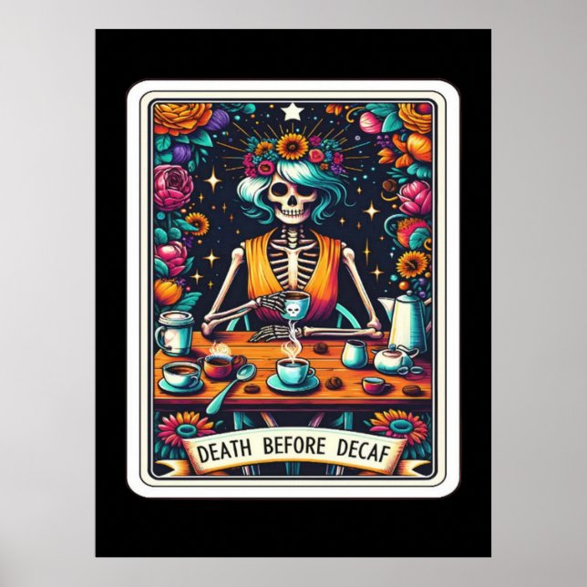 Poster Décès avant la collecte de la carte Tarot Decaf (Devant)