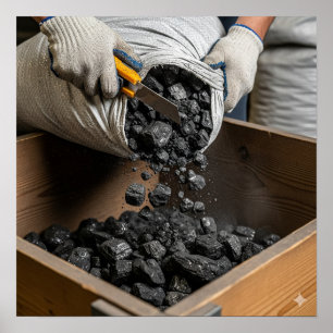 Poster Déchargement de charbon anthracite