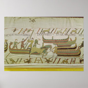 Poster Déchargement des chevaux des bateaux