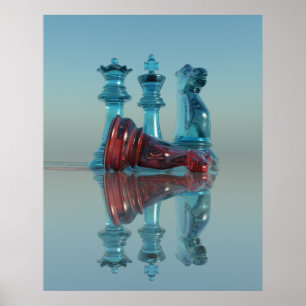 Poster d'échecs / Imprimer - Échecs King Queen Kni