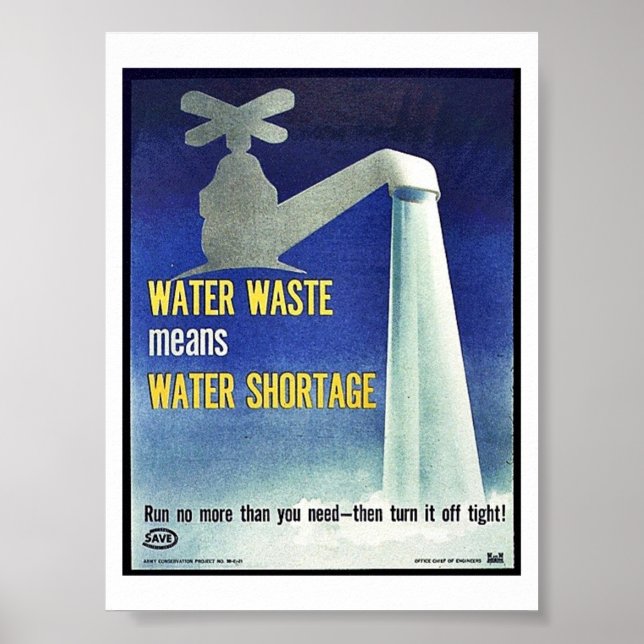 Poster Déchets D'Eau Signifie Pénurie D'Eau (Devant)