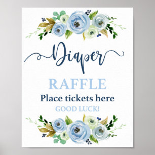 Poster Déchets Raffle bleu signe floral