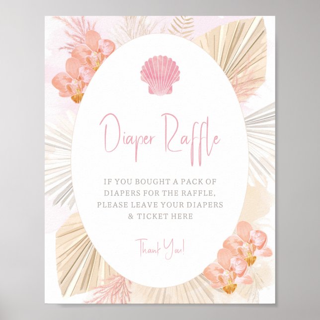 Poster Déchets Raffle Boho Baby Girl Baby shower (Devant)
