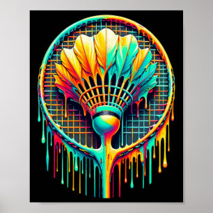 Poster Déchirer Paint Badminton Player Shuttle Racket