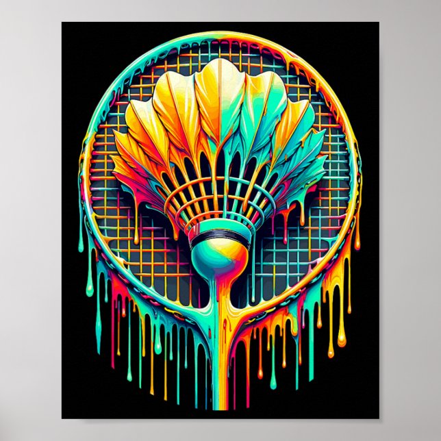 Poster Déchirer Paint Badminton Player Shuttle Racket (Devant)