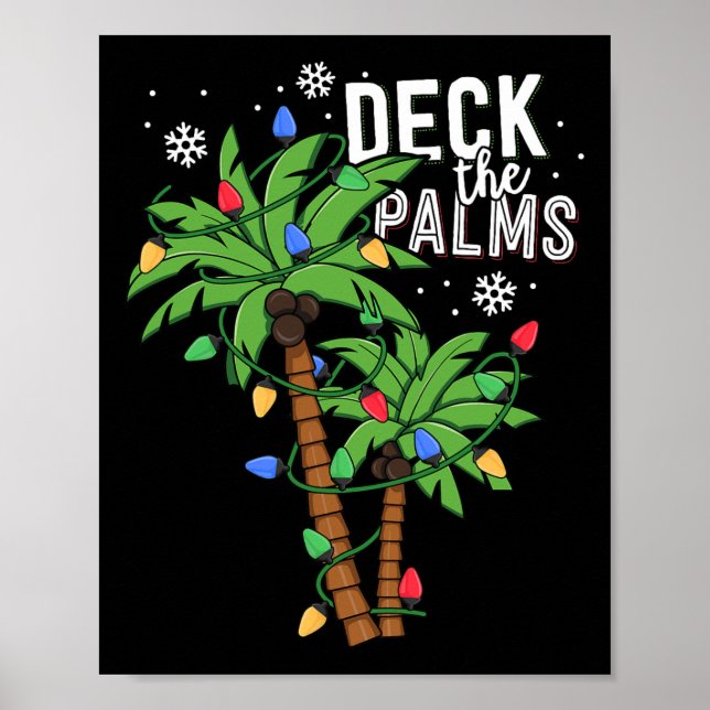 Poster Deck Les Palms Tropical Hawaii Christmas Palm Tree (Devant)