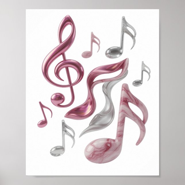 Poster Déclaration Argent MUSIC DANS CHAQUE NOTE Texte 3D (Devant)