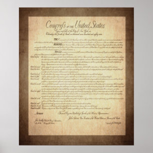 Poster Déclaration des droits de la Constitution américai