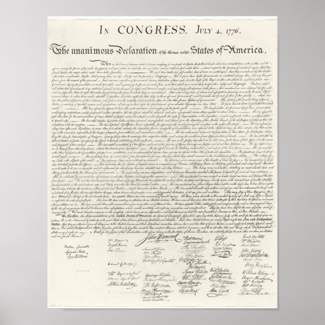 Poster Déclaration d'indépendance Amérique 4 juillet (Devant)
