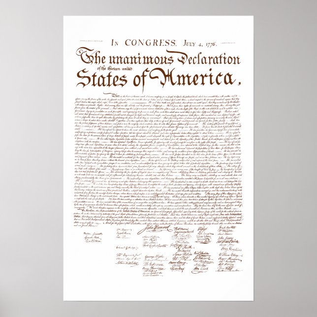Poster Déclaration d'indépendance des États-Unis (Devant)