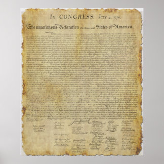 Poster Déclaration d'indépendance des États-Unis de 1776
