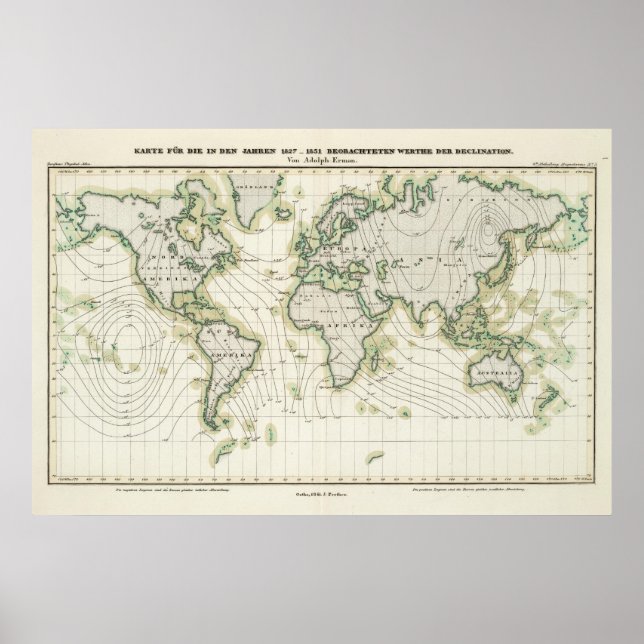 Poster Déclination magnétique mondiale (Devant)