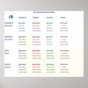 Poster Déclination - nomes (N-A-D-G / m-f-n-pl)