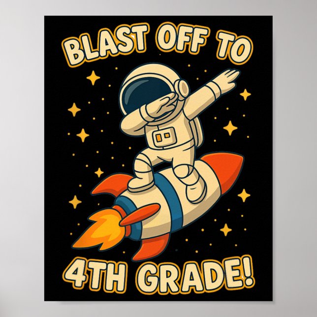 Poster Décollage 4e année Fusée Dab Space Cool École V (Devant)