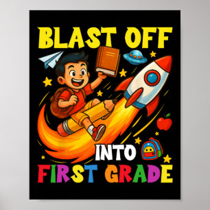 Poster Décollage de fusée en première année Drôle de reto