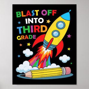 Poster Décoller en troisième année Premier jour d'école