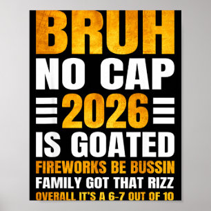 Poster Décompte drôle de Nouvel An 2026 Bruh No Cap Bussi