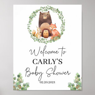 Poster Décor baby shower Bois  signe d'accueil