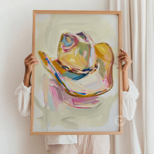 Poster Décor Casquette Cowgirl, Western Ranch Pastel