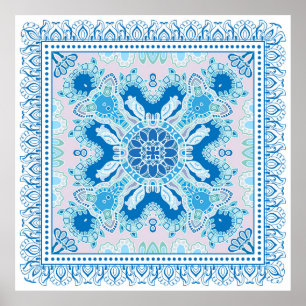 Poster Décor coloré sur arrière - plan blanc,