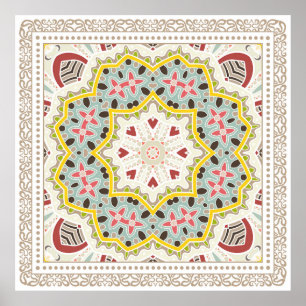 Poster Décor coloré sur arrière - plan blanc,