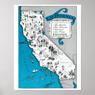 Poster Décor côtier de la Californie d'état d'impression