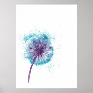 Poster Décor d'aquarelle Dandelion