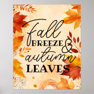 Poster Décor d'automne : brise d'automne et feuilles d'au
