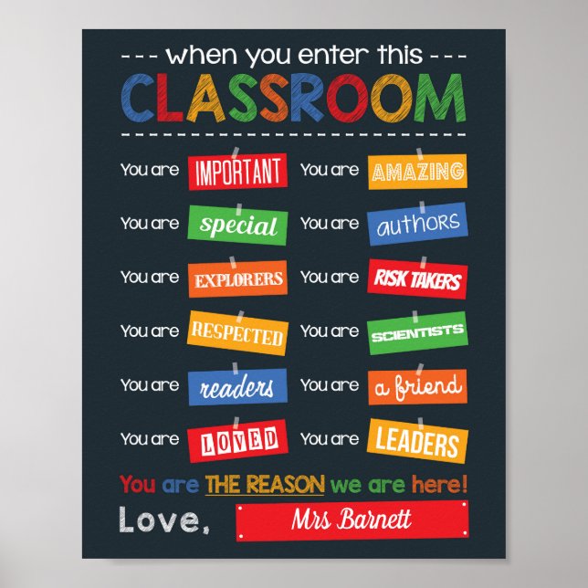 Poster Décor de classe animé Fin d'année Cadeau de l'ense (Devant)