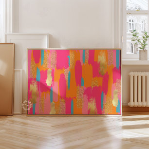 Poster Décor de dortoir préppy abstrait rose