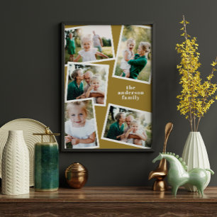 Poster Décor de famille moderne moutarde multi photo