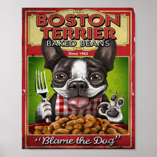 Poster Décor de haricots cuits au Terrier de Boston | Cad