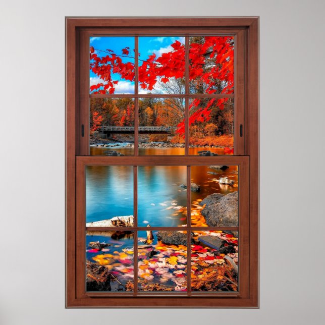 Poster Décor de la fenêtre d'automne - Illusion (Devant)