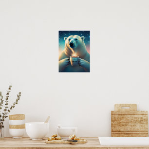 Poster Décor de l'ours polaire en temps de café