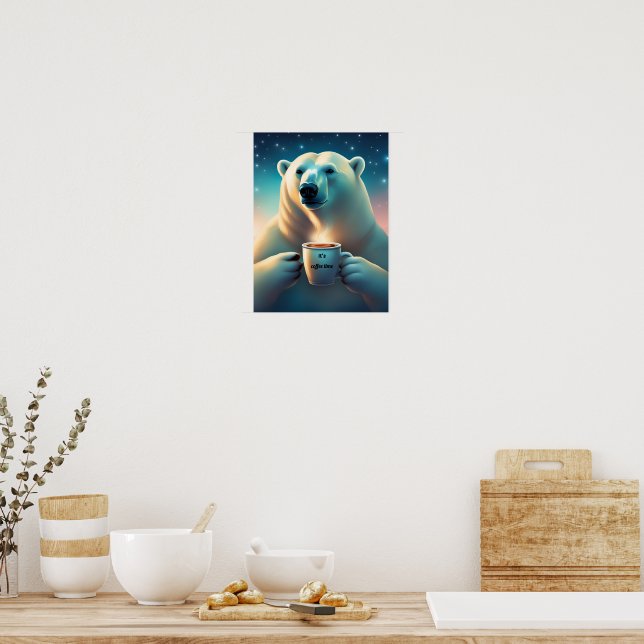 Poster Décor de l'ours polaire en temps de café (Cuisine)