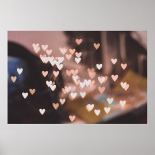 Poster Décor de lumières du coeur rose