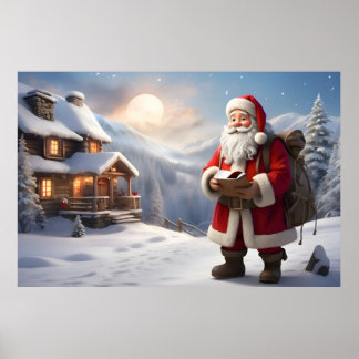 Poster Décor de maison festif art mur | Père Noël wall ar