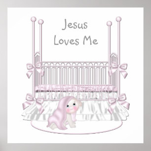 Poster Décor de mur de nurserie Jésus m'aime bébé 25x25