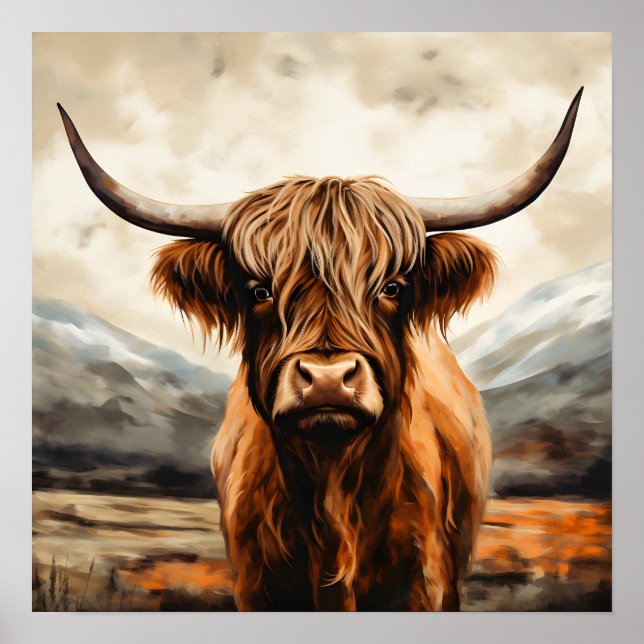 Poster Décor de mur de vaches Highland (Devant)