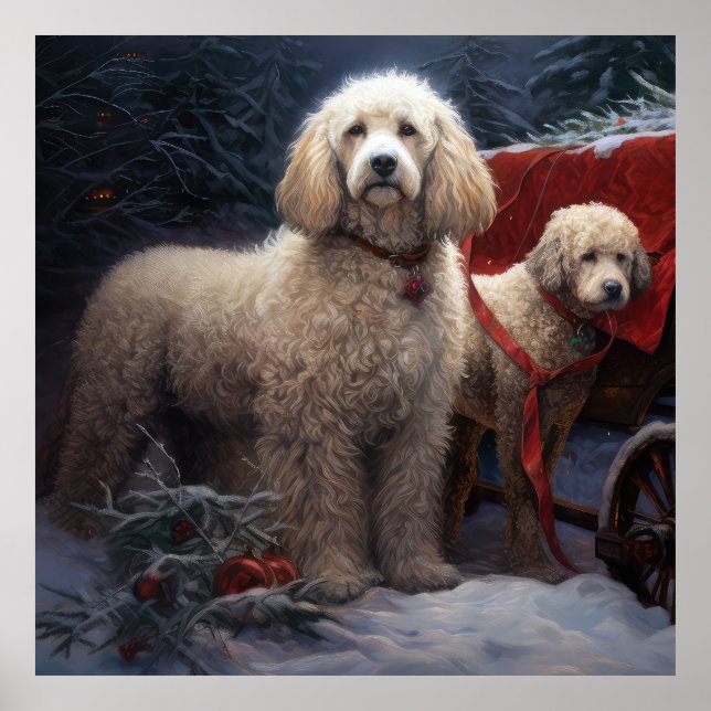 Poster Décor de Noël de caniche Snowy (Devant)