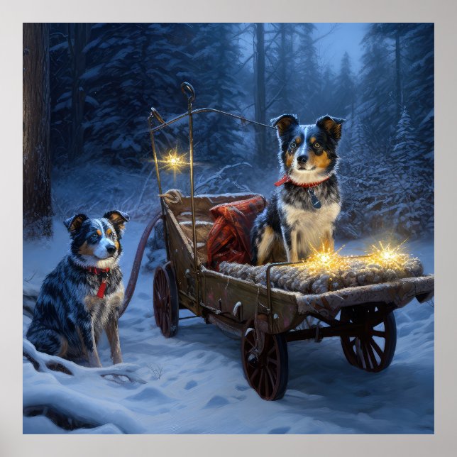 Poster Décor de Noël de l'hélier bleu neige (Devant)