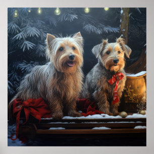 Poster Décor de Noël de Terrier australien Snowy Sleigh