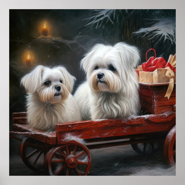 Poster Décor de Noël maltais Snowy Sleigh (Devant)