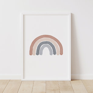 Poster Décor de nurserie arc-en-ciel à l'aquarelle bohème