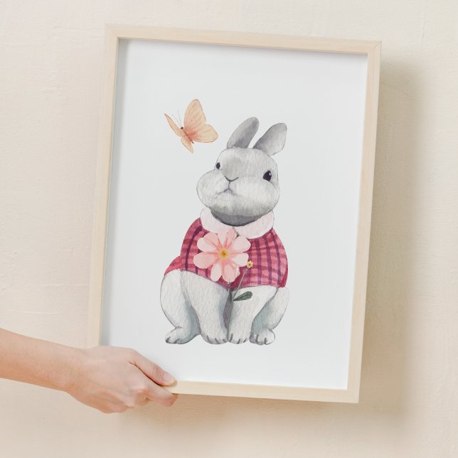Poster Décor de pépinière de lapin géant (Whimsical Bunny Woodland Nursery Decor)