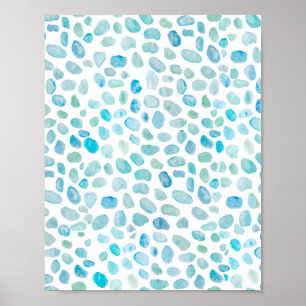 Poster Décor de plage de galets en verre de mer Peinture 