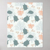 Décor de plage de la tortue de mer peinture aquare