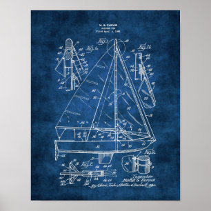 Poster Décor du mur nautique Plan du bateau à voile #3