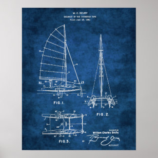 Poster Décor du mur nautique Plan du bateau à voile #6