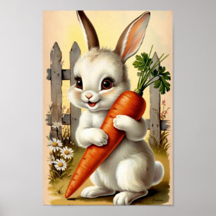 Poster Décor Fleur Printemps de lapin de Pâques
